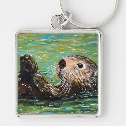 Sleutelanhanger met zeeotter-schildering sleutelhanger (Voorkant)