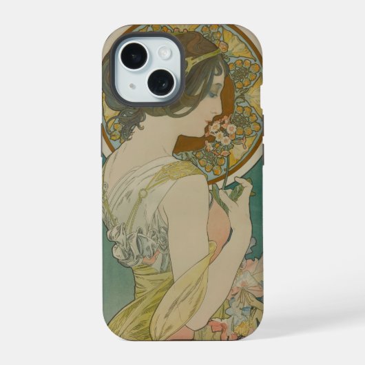 Sleutelbloem van Alphonse Mucha (1899) iPhone 15 Case (Achterkant)
