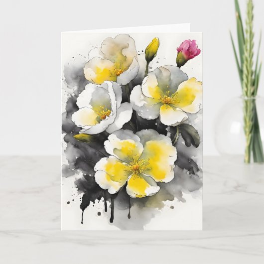 Sleutelbloem - Waterverf bloemen Kaart (Voorkant)