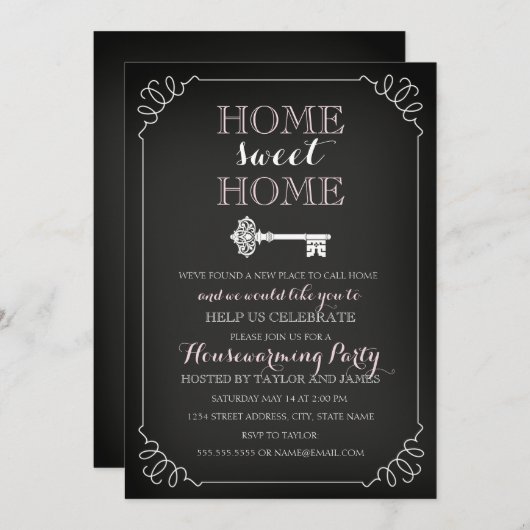 sleutelbord Housewarming Invite Kaart (Voorkant / Achterkant)