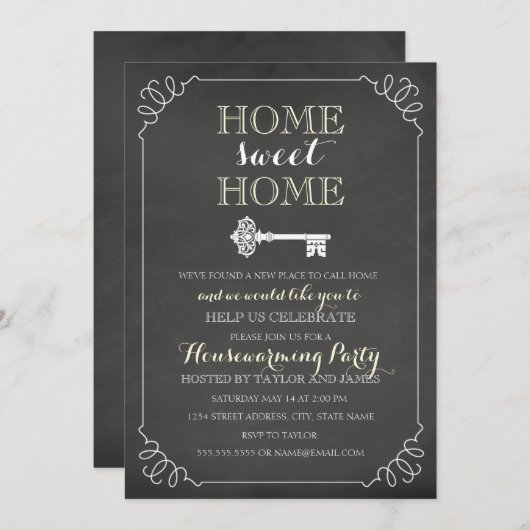 sleutelbord Housewarming Invite Kaart (Voorkant / Achterkant)