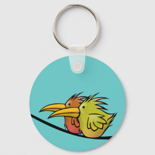 Sleutelhanger, 2 vogels op een draad sleutelhanger