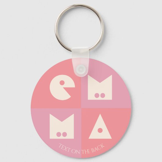 Sleutelhanger 4 letter meisjes naam roze (Achterkant)