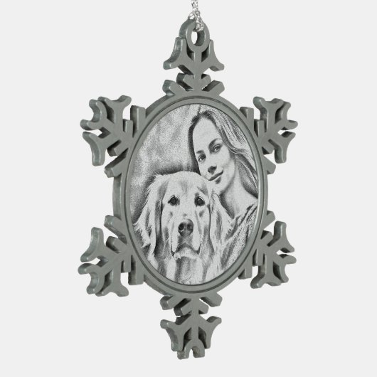 Sleutelhanger Aangepaste foto Hondenliefhebber toe Tin Sneeuwvlok Ornament (Links)