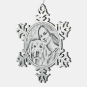 Sleutelhanger Aangepaste foto Hondenliefhebber toe Tin Sneeuwvlok Ornament (Rechts)