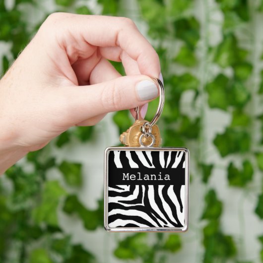 Sleutelhanger Aangepaste naam Zebra Print (Hand)