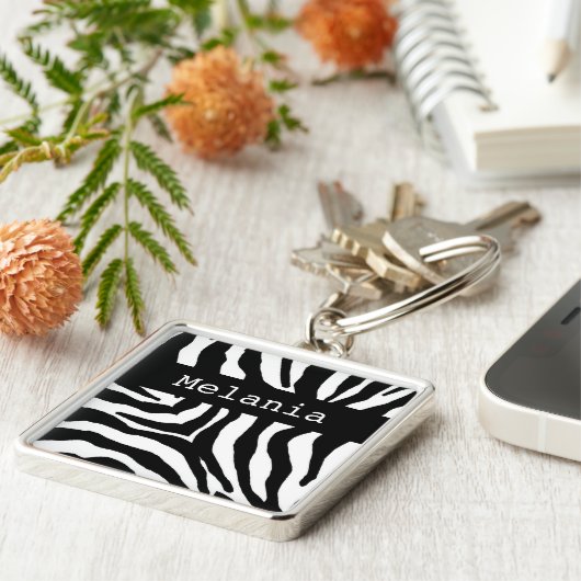 Sleutelhanger Aangepaste naam Zebra Print (Zijkant)