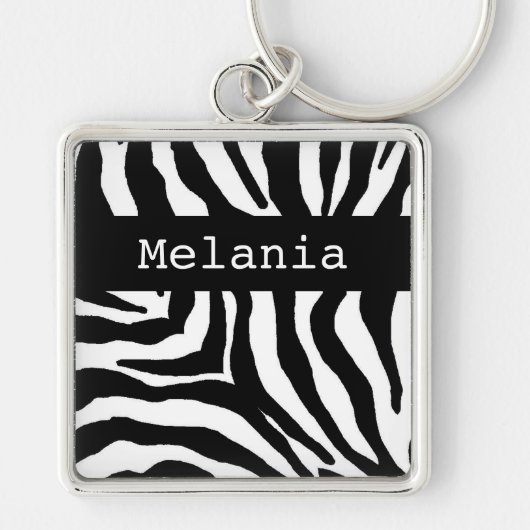 Sleutelhanger Aangepaste naam Zebra Print (Voorkant)