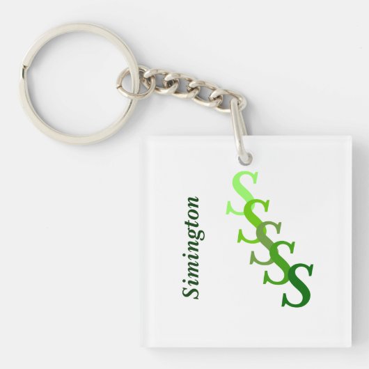 Sleutelhanger (acryl) - Monogram met Achternaam (g (voorkant)