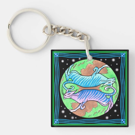 sleutelhanger "Alien Cats" (voorkant)