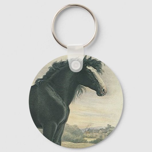 Sleutelhanger Antiek kunst Shire Black Draft Horse (Voorkant)