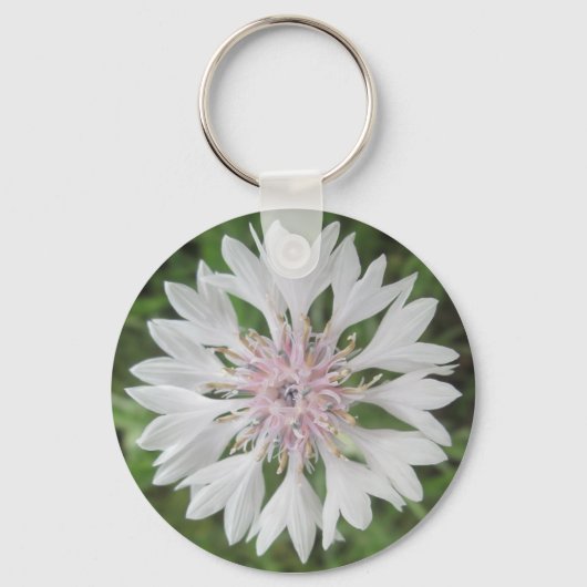 Sleutelhanger - Basis - Button van witte/roze bach (Voorkant)