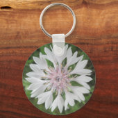 Sleutelhanger - Basis - Button van witte/roze bach (Voorkant)