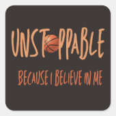Sleutelhanger Basketbal "Unstoppable" Keycahin Vierkante Sticker (Voorkant)