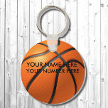 Sleutelhanger Basketball met Jouw naam, uw nummer<br><div class="desc">Pas deze basketbalsleutelketen aan. Gebruik het als label van zakidentiteitskaart</div>