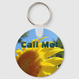 Sleutelhanger 'Bel me!' Zonnebloemen Blauwe Lucht 