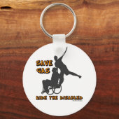 Sleutelhanger - bespaar gas, rijd de gehandicapten (Voorkant)