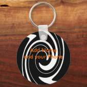 Sleutelhanger Black White Swirl voegt naam en tele (Voorkant)