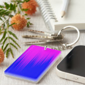 Sleutelhanger Blauw en magenta Streaks Patroon (Voorkant Rechts)