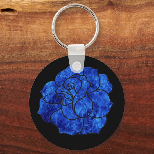 Sleutelhanger blauw Roos (Voorkant)