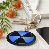 Sleutelhanger blauw stralingssymbool (Zijkant)