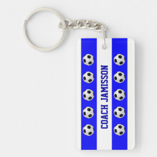 Sleutelhanger, Blauw & Wit, voor Voetbal coach, Sleutelhanger