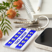 Sleutelhanger, Blauw & Wit, voor Voetbal coach, Sleutelhanger (Voorkant Rechts)