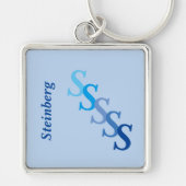 Sleutelhanger - Blauwe naam en Initialen (Voorkant)