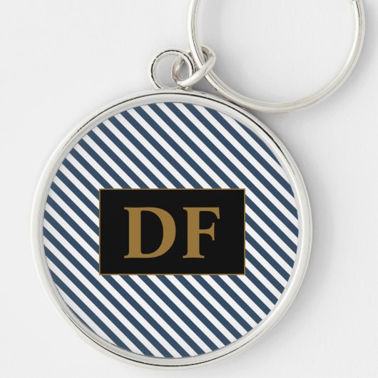 Sleutelhanger Blauwe/witte strepen (Voorkant)