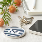 Sleutelhanger Blauwe/witte strepen (Zijkant)