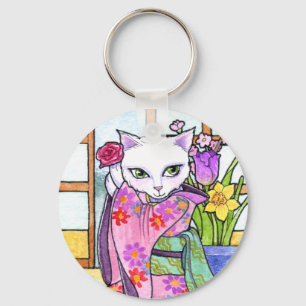 Sleutelhanger Cat Geisha Fairy Fantasy door Ann Ho