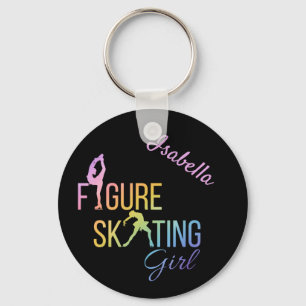 Sleutelhanger Figuur schaatsmeisje regenboogroze