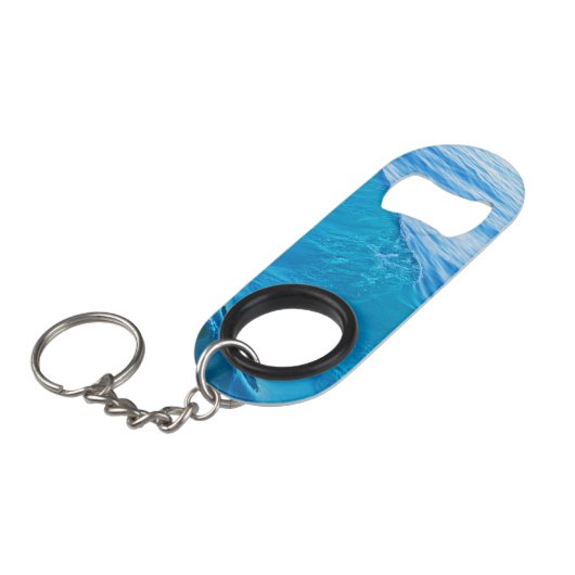 Sleutelhanger flesopener blauw water mini flessenopener (Voorkant Gekanteld)
