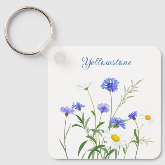 Sleutelhanger-geelsteen Wilde bloemen Sleutelhanger (Voorkant)