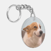 Sleutelhanger Glimlachend Corgi Meme (Voorkant Links)