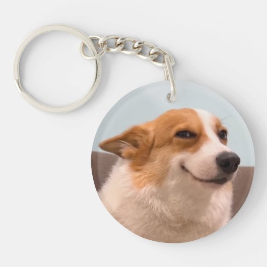 Sleutelhanger Glimlachend Corgi Meme (Voorkant)