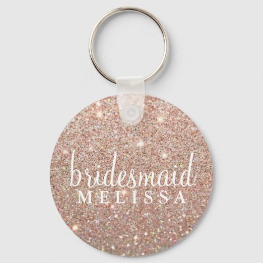 Sleutelhanger Glitter Bridesmaid - Roos Gold (Voorkant)