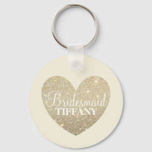 Sleutelhanger - Glitter Heart Bridesmaid Name