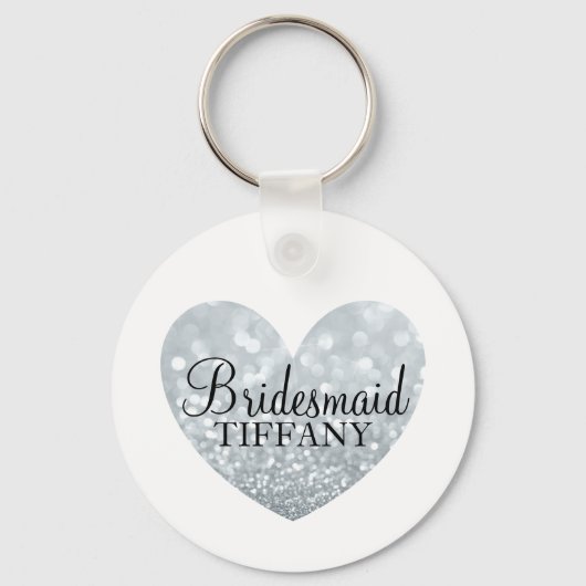 Sleutelhanger - Glitter Heart Bridesmaid Name (Voorkant)
