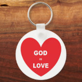 Sleutelhanger God is Liefde Rood Hart (Voorkant)