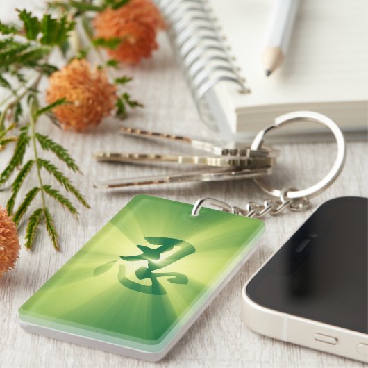 Sleutelhanger Green NIN Kanji Star Burst (Voorkant Rechts)