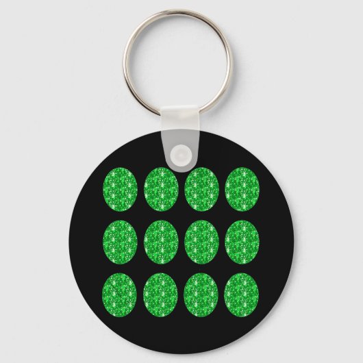 Sleutelhanger groene glitterscirkel op zwart (Voorkant)