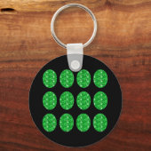 Sleutelhanger groene glitterscirkel op zwart (Voorkant)