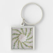 Sleutelhanger - Groene spiraal op wit (Voorkant)