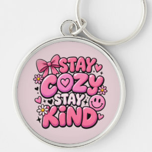 SLEUTELHANGER GROOT ROND ROZE MET CITATEN