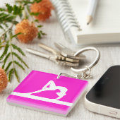 Sleutelhanger gymnast met naam roze (Voorkant Rechts)