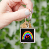 Sleutelhanger hart onder een regenboog (Hand)