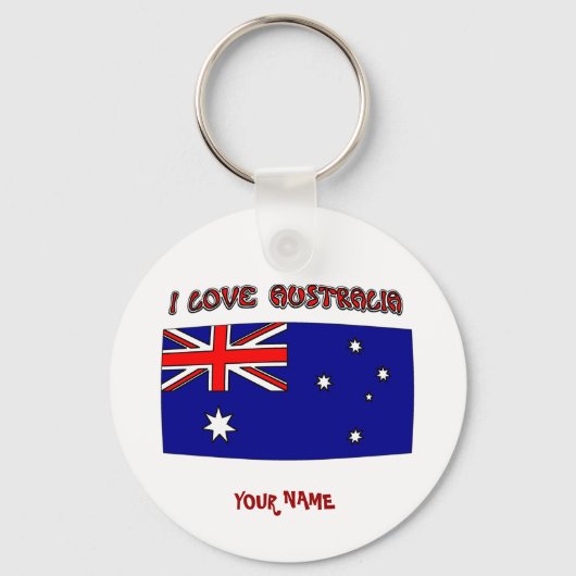 Sleutelhanger I Love Australia Flag Jouw naam (Voorkant)