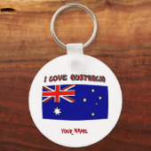 Sleutelhanger I Love Australia Flag Jouw naam (Voorkant)