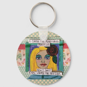 Sleutelhanger-ik koos de weg minder gereisd sleutelhanger